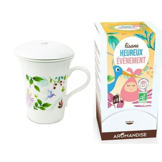 Porcelanowy dzbanek do herbaty kwiatowej 250 ml + Specjalna herbata ziołowa dla kobiet w ciąży Youdoit