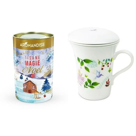 Porcelanowy dzbanek do herbaty kwiatowej 250 ml + Świąteczna Magiczna Herbata Ziołowa Youdoit