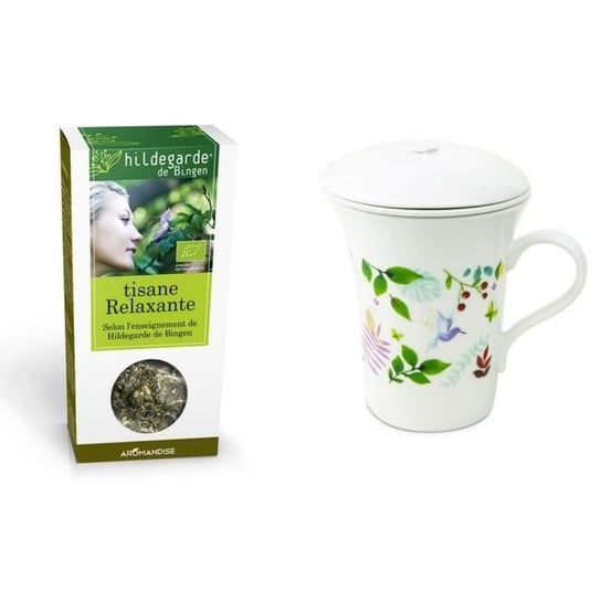 Porcelanowy dzbanek do herbaty ziołowej kwiatowej 250 ml + Relaksująca organiczna herbata ziołowa Youdoit