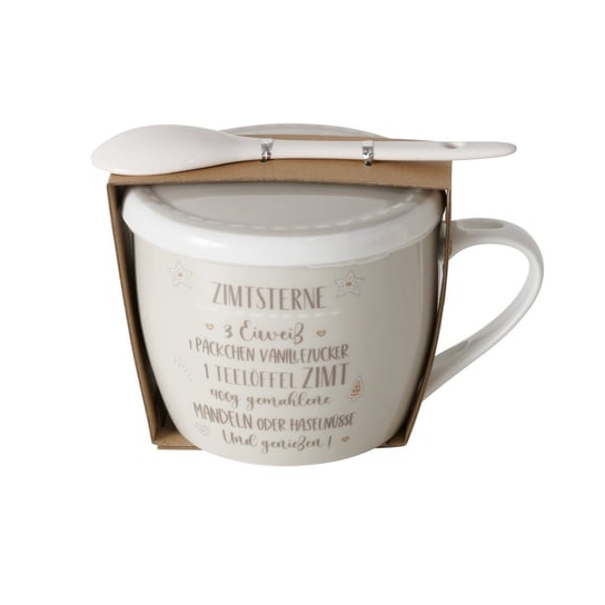 Porcelanowy kubek z pokrywką i łyżeczką, BAKERY, 600 ml Boltze Home