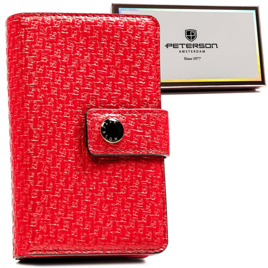 Portfel damski czerwony zapinany z ochroną kart RFID - Peterson Peterson