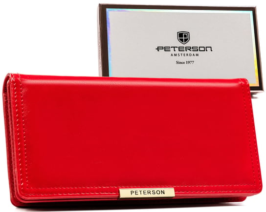 Portfel damski klasyczny czerwony na zatrzask PETERSON Peterson