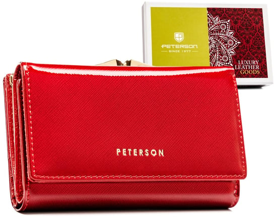 Portfel damski ochrona RFID skóra naturalna Peterson, czerwony Peterson