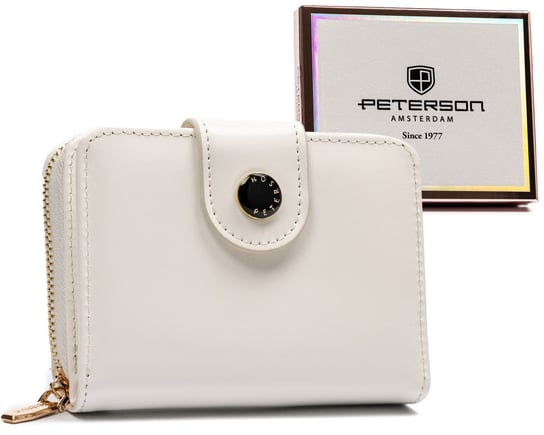 Portfel damski ze skóry ekologicznej z zabezpieczeniem RFID Peterson, biały Peterson