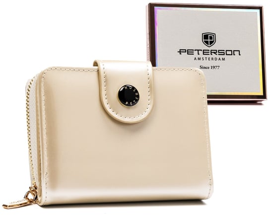Portfel damski ze skóry ekologicznej z zabezpieczeniem RFID Peterson, perłowy Peterson