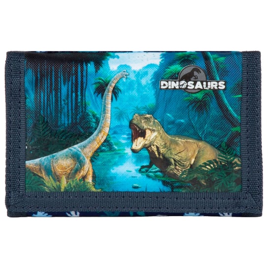 Portfel dla chłopca młodzieżowy składany Dinozaury kolor niebieski Derform Derform