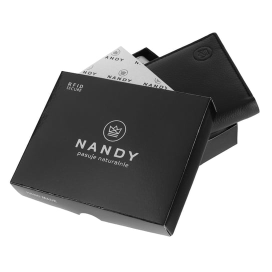 PORTFEL męski NANDY skórzany suwak ochrona RFID, NPM-GTN-575-BLACK NANDY