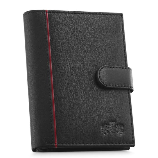 Portfel męski skórzany czarny pionowy, portfel z ochroną kart RFID  skóra naturalna zapinany na zatrzask Zagatto / ZG-NL4-F16 Zagatto