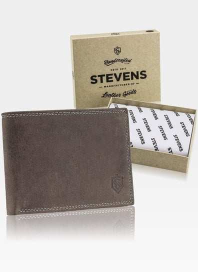 Portfel Męski Skórzany STEVENS Ochrona RFID Brązowy - brązowy Stevens