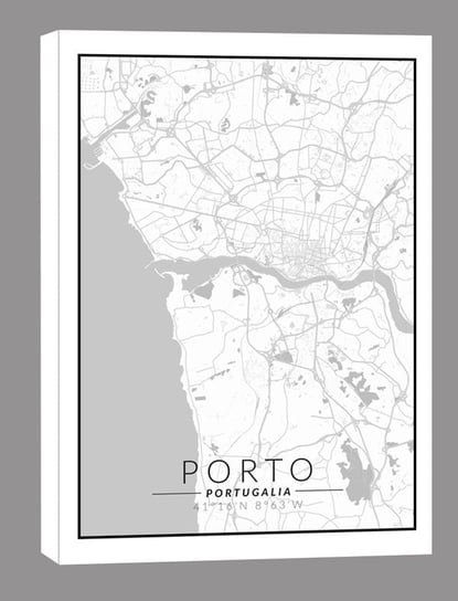 Porto mapa czarno biała - obraz na płótnie 50x70 cm Inna marka