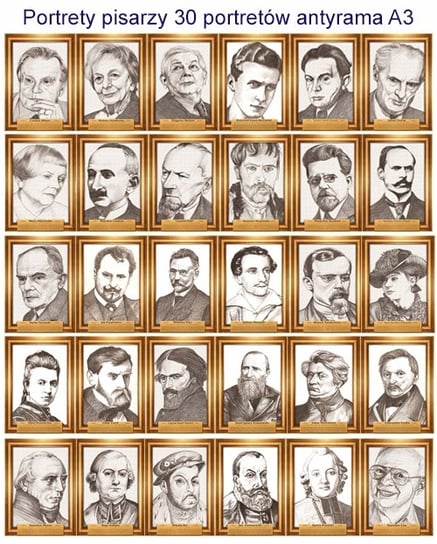 Portrety pisarzy A3 w antyramie PHU Lewandowski