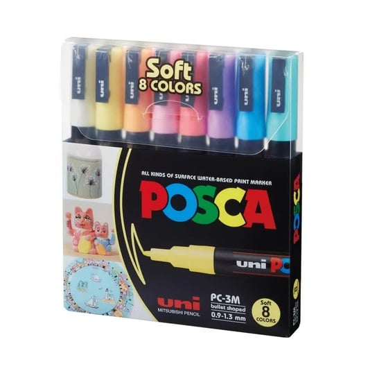 Posca, Markery soft colours, pastelowe kolory, 8 sztuk POSCA