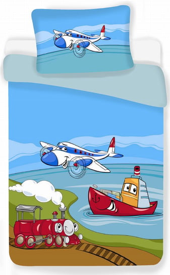 Pościel 100x135 łóżeczkowa bawełniana morze łódka samolot Ciuchcia Aptex