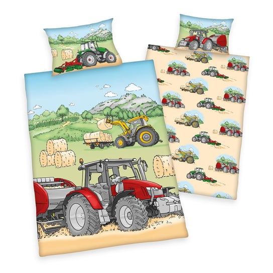 Pościel 100x135 Traktor kolorowa dziecięca do łóżeczka Herding