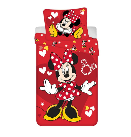 Pościel 140x200 Myszka Mini czerwona serca Minnie Mouse poszewka 70x90 August 23 Jerry Fabrics