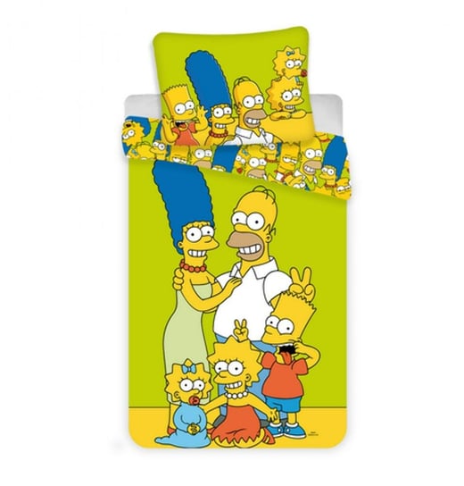 Pościel 140X200 Simpsonowie The Simpsons Żółta Zielona Poszewka 70X90 Jerry Fabrics