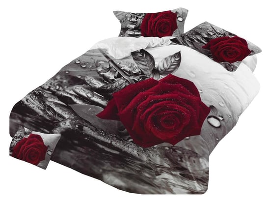 Pościel 3-częściowa MÓWISZ I MASZ Róża, szaro-bordowa, 160x200 cm Mówisz i Masz