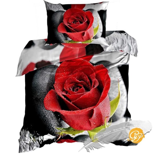Pościel 3D Bawełna Satyna 140X200Cm Czerwona Róża Galeria Pościeli