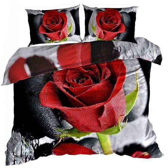 Pościel 3D Bawełna Satyna 200X220Cm Czerwona Róża Galeria Pościeli
