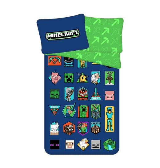 Pościel bawełna 140x200cm  Minecraft Badges Jerry Fabrics