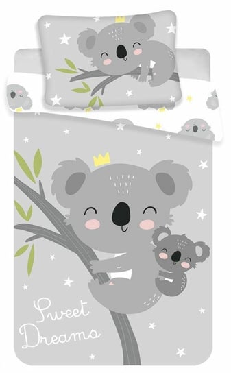 Pościel bawełniana 100x135 Miś Koala gwiazdki 7554 biała szara dziecięca do łóżeczka Sweet Deams poszewka 40x60 Jerry Fabrics