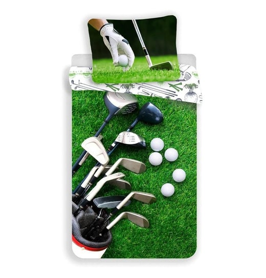 Pościel bawełniana 140x200 Golf pole golfowe zielona 4997 poszewka 70x90 dla fana miłośnika golfa Jerry Fabrics