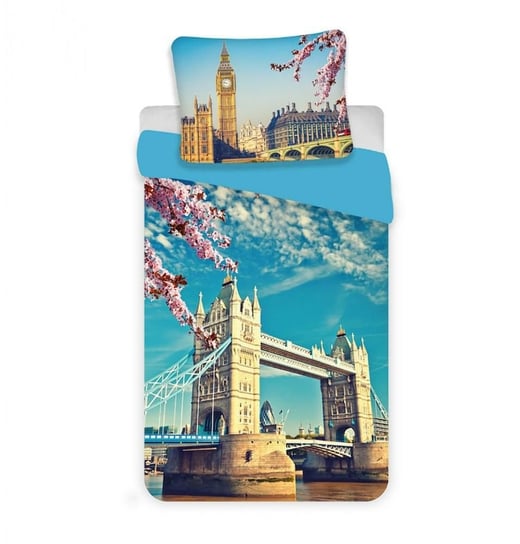 Pościel bawełniana 140x200 Londyn 9085 London Big Ben Tower Bridge poszewka 70x90 Jerry Fabrics