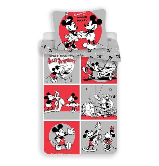 Pościel bawełniana 140x200 Myszka Miki i Mini 9443 Minnie Mickey Mouse komiks muzyczna zabawa poszewka 70x90 Jerry Fabrics