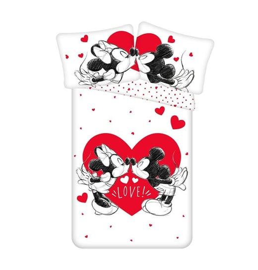 Pościel bawełniana 140x200 Myszka Miki i Mini serce 1032 Minnie Mickey Mouse love poszewka 70x90 Jerry Fabrics