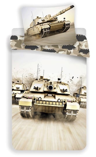 Pościel bawełniana 140x200 Tank Czołg moro 8483 poszewka 70x90 beżowa młodzieżowa wojskowa Jerry Fabrics