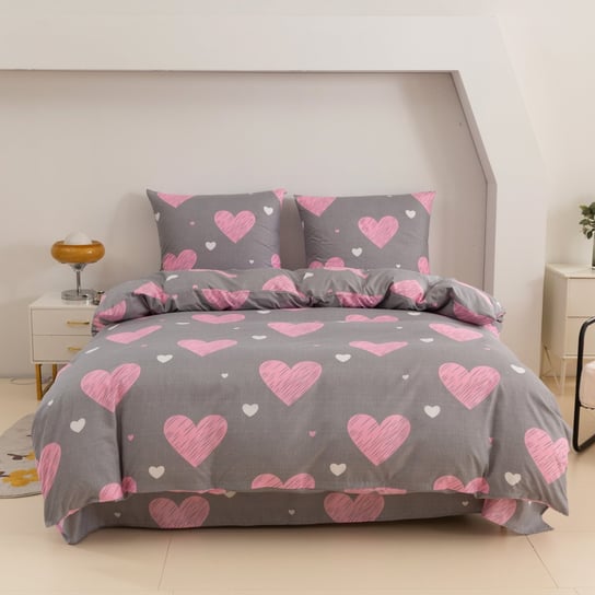 Pościel Bawełniana 160X200 Pink Heart COTTON MARKET