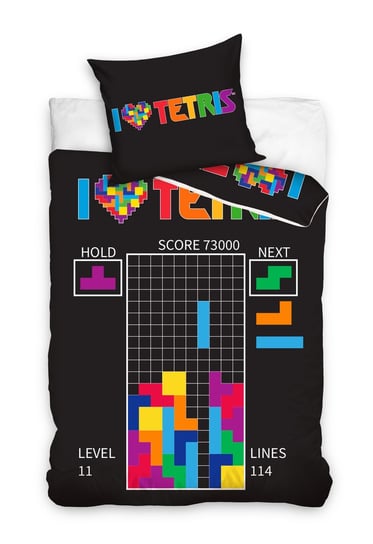 Pościel bawełniana, Carbotex, Tetris, 140x200 + 70x90 cm Carbotex
