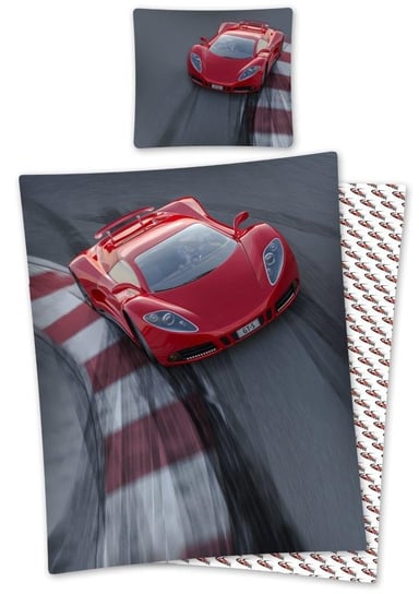 Pościel bawełniana Detexpol, Czerwone auto, 160x200 cm, 2 elementy Detexpol
