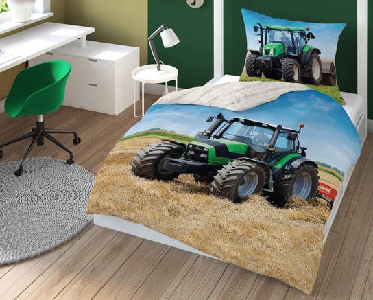 Pościel bawełniana Detexpol, Traktor, 160x200 cm, 2 elementy Detexpol