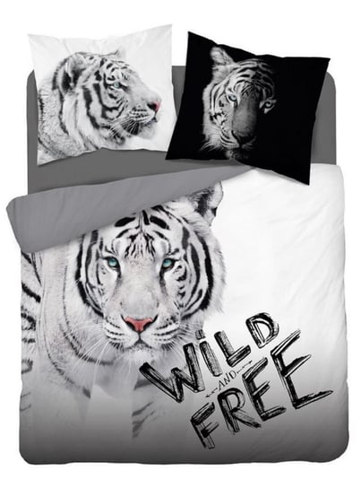 Pościel bawełniana Detexpol, wzór biały tygrys, 160x200 cm, 3 elementy Detexpol