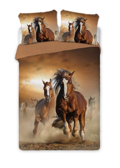 Pościel bawełniana Faro, konie w galopie, 220x200 cm, 3 elementy Faro