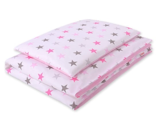 Pościel dla niemowląt 2-częściowa bawełniana - gwiazdy szaro-różowe Inna marka