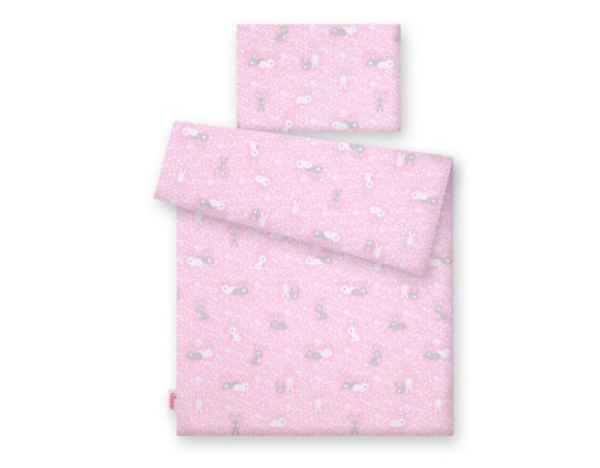 Pościel dla niemowląt 2-częściowa bawełniana- króliczki różowe Bobono