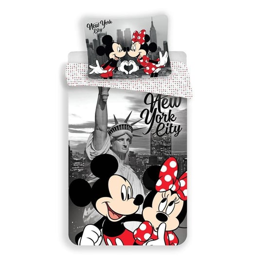 Pościel dziecięca 140x200 Myszka Miki Mini Minnie Mickey Mouse 8439 Nowy Jork New York poszewka 70x90 Jerry Fabrics