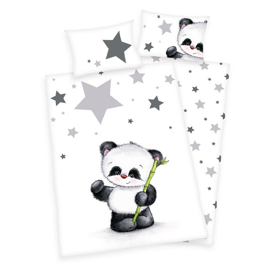 Pościel flanelowa 100x135 Panda Bambus gwiazdki do łóżeczka Herding