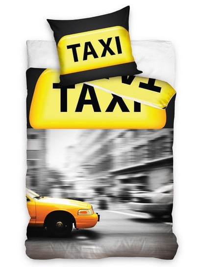 Pościel młodzieżowa 2-elementowa MÓWISZ I MASZ, Taxi, żółto-szara, 160x200 cm Mówisz i Masz
