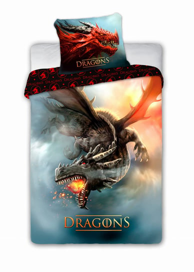 Pościel młodzieżowa z bawełny, Dragons, Latający Smok, 160x200 cm Faro