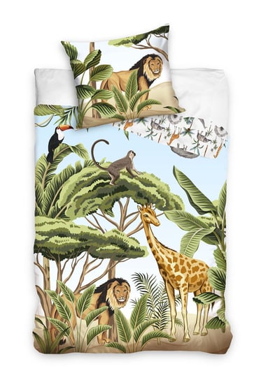 Pościel młodzieżowa z bawełny Renforce, dzikie zwierzęta dżungla, 140x200 cm, 2-elementowa TWM