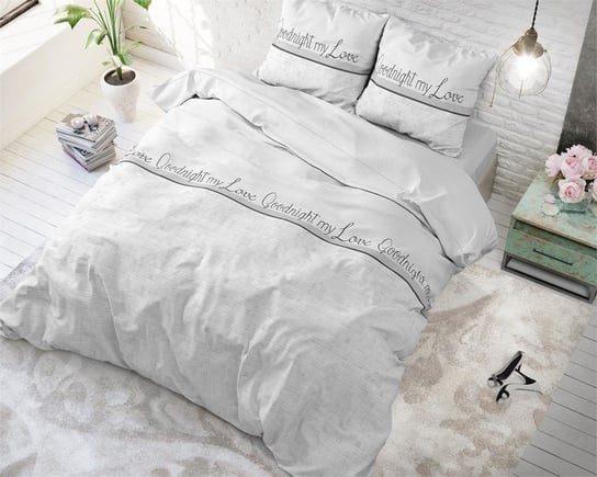 Pościel ROYAL TEXTIL Sleeptime Goodnight My Love, biała, 200x220 cm, 3 elementy Royal Textil