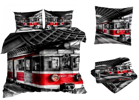 Pościel Satyna Bawełniana 200X220Cm Czerwony Pociąg Z Prześcieradłem 3D Galeria Pościeli