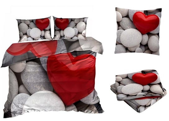 Pościel Satyna Bawełniana 200X220Cm Serce Na Kamieniach Z Prześcieradłem 3D Galeria Pościeli