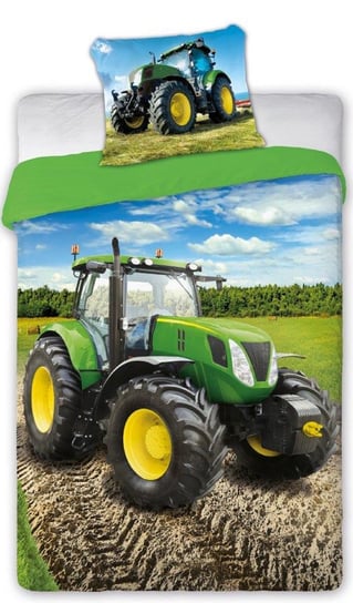 Pościel z bawełny FARO, Traktor, zielona, 160x200 cm, 2-elementowa Faro