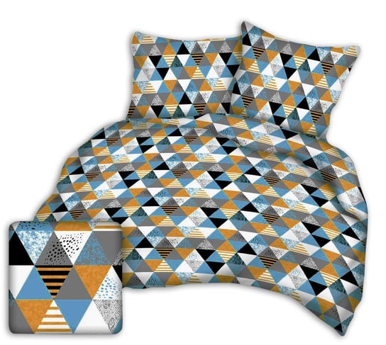 Pościel z kory 160x200 wzór kolorowe trójkąty FAN