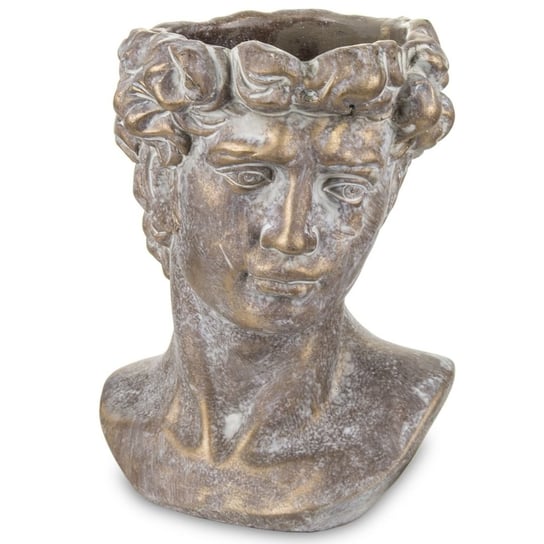 Postarzana osłonka na doniczkę w stylu antycznym - rzeźbiona głowa Mens Ø12 cm Duwen