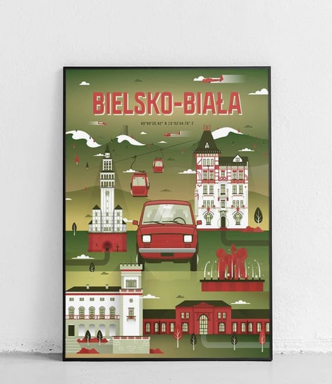 Poster Polytechnic, Bielsko Biała - Plakat Miasta - ciemnozielony Poster Polytechnic